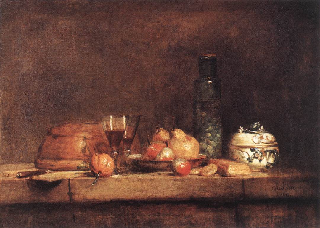 Still-Life with Jar of Olives by CHARDIN, Jean-Baptiste-Siméon