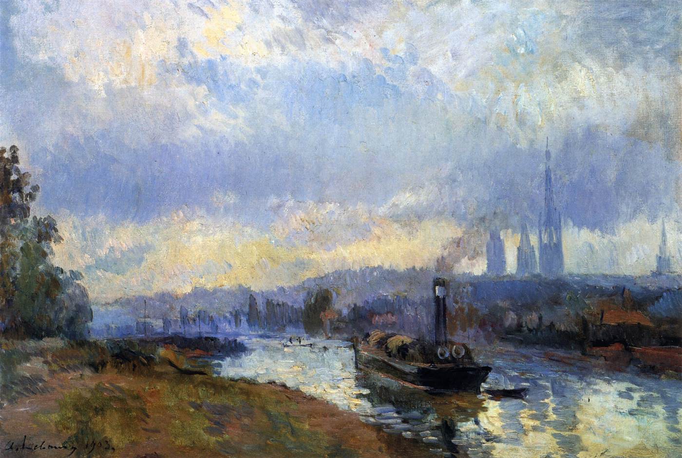 Barges at Rouen by LEBOURG, Albert-Charles