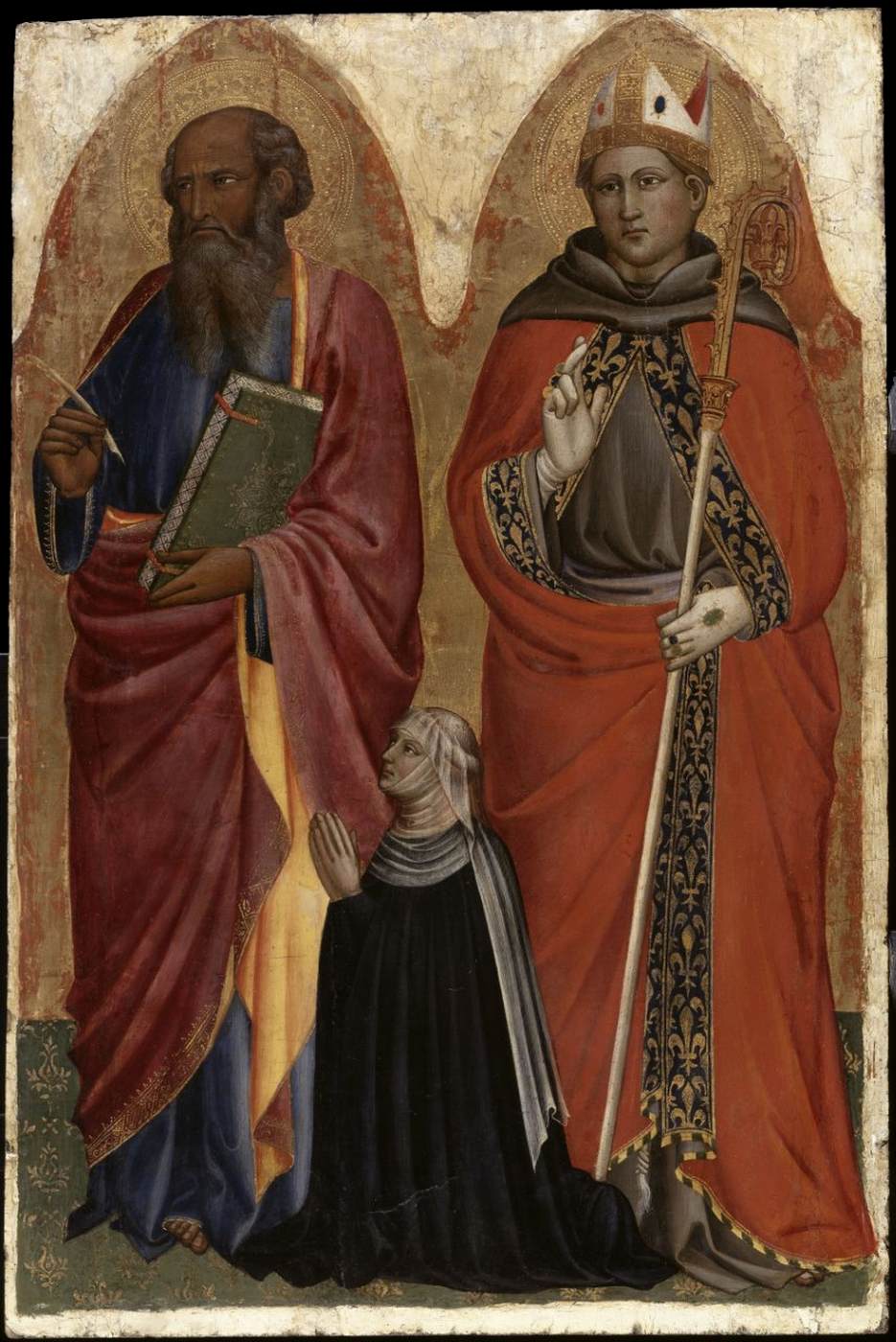 Sts John the Evangelist and Louis of Toulouse with Catarina dei Francesi, the Donor's Wife by MAZZA, Tommaso del