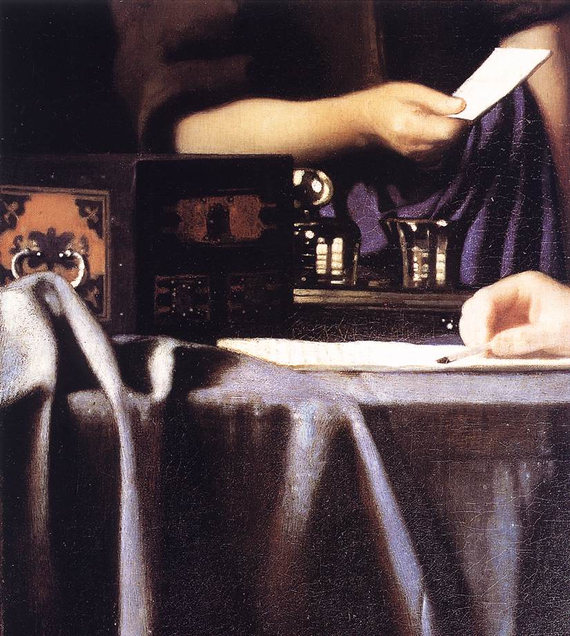 Lady with Her Maidservant Holding a Letter (detail) by VERMEER, Johannes