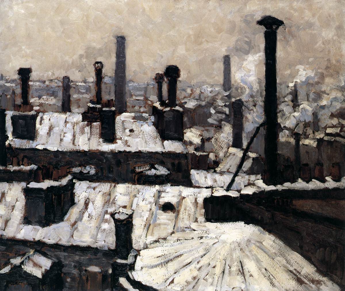 Rooftops in the Snow by CAILLEBOTTE, Gustave