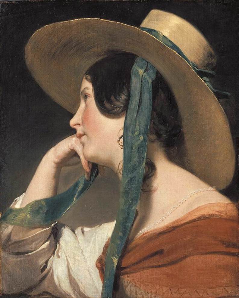 Maiden with a Straw Hat by AMERLING, Friedrich von