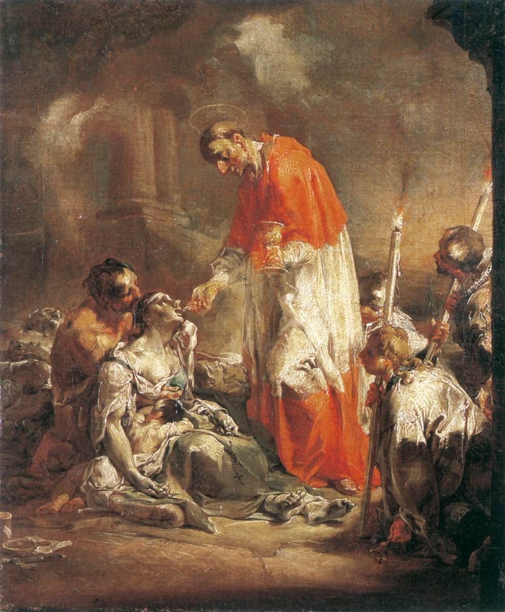 St Charles Borromeo Administers the Sacrament to the Plague-Infected by SAMBACH, Caspar Franz