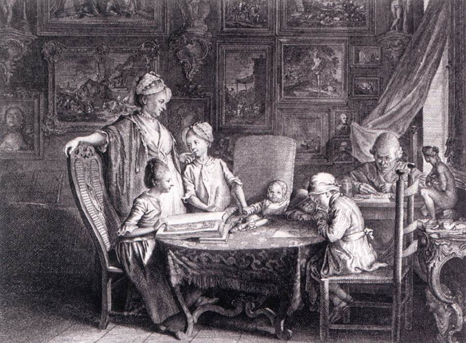 Self-Portrait with Family at the Table by CHODOWIECKI, Daniel Nikolaus