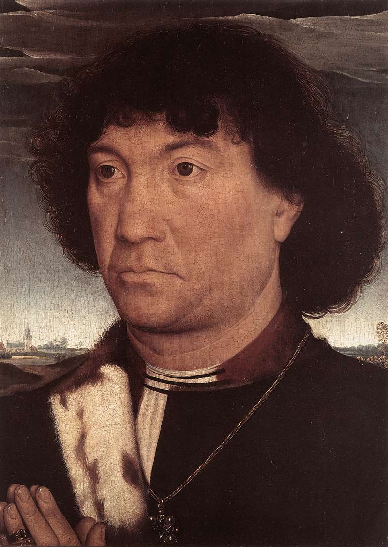 Portrait of a Man at Prayer before a Landscape by MEMLING, Hans