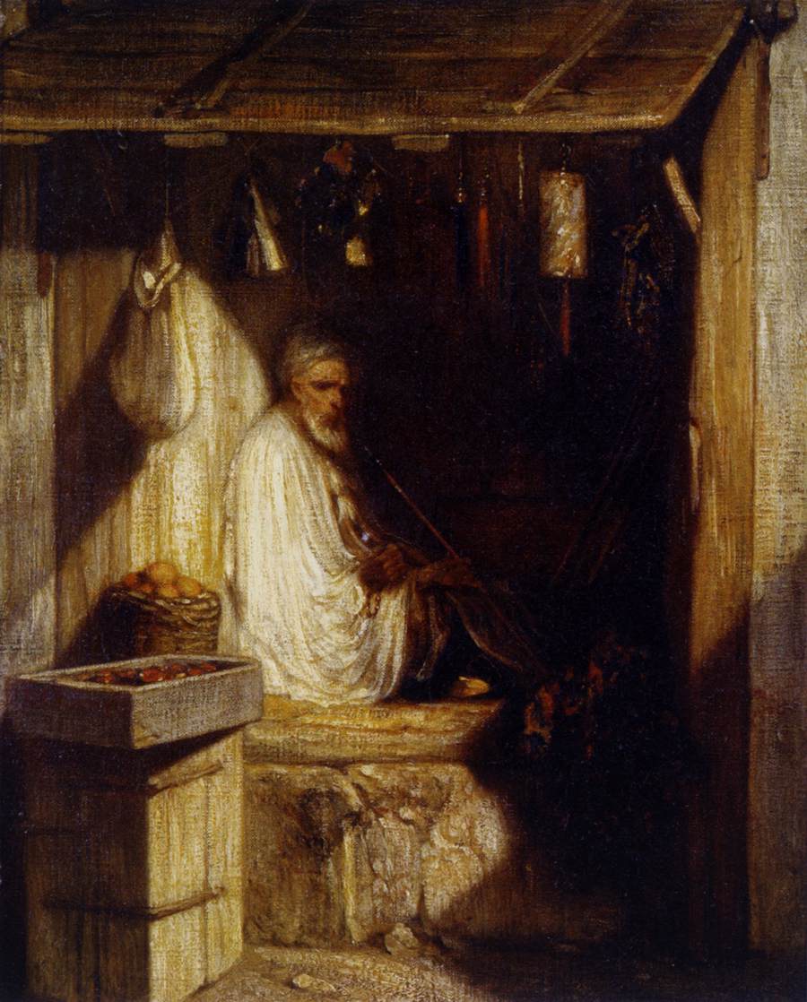 Turkish Merchant Smoking in His Shop by DECAMPS, Alexandre Gabriel