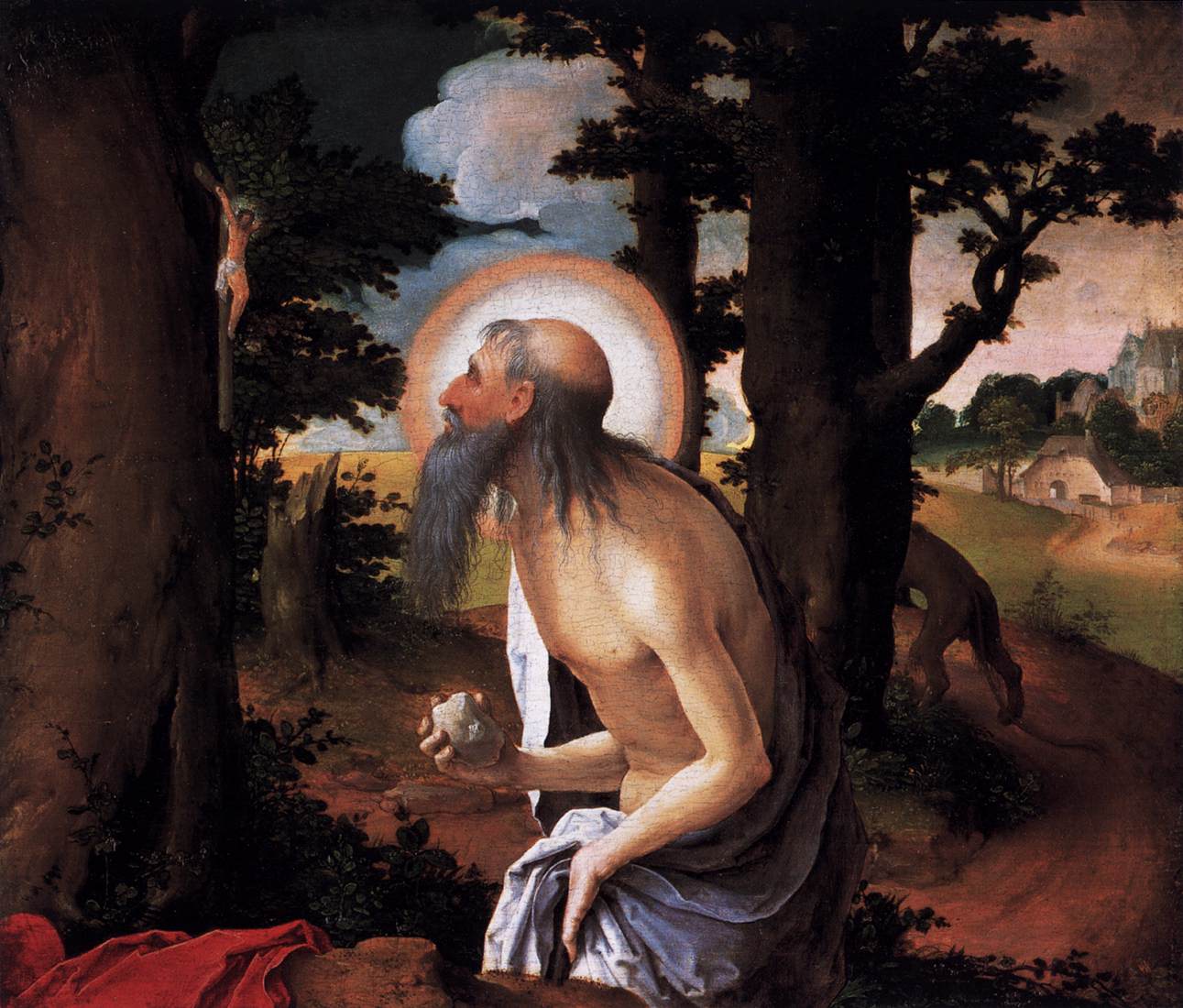 St Jerome Penitent by LEYDEN, Lucas van