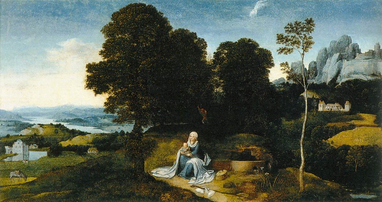 Landscape with the Flight into Egypt by PATENIER, Joachim