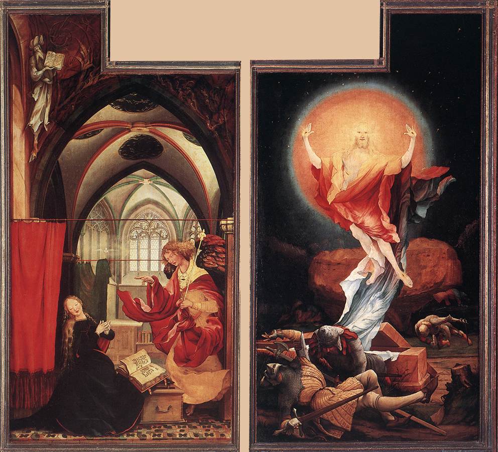 Annunciation and Resurrection by GRÜNEWALD, Matthias