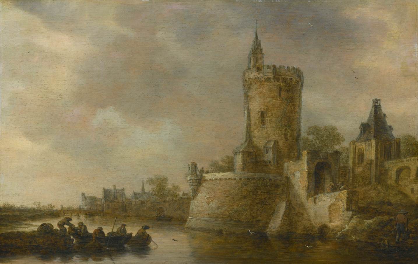 River Landscape with a Town and Fortified Tower by GOYEN, Jan van