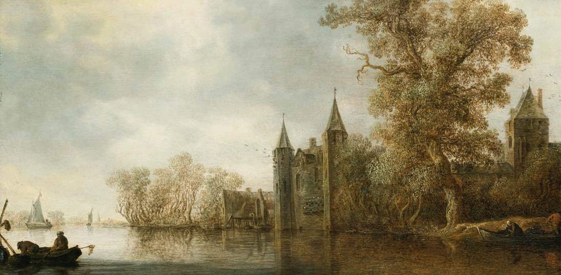 River Landscape with a Medieval Fortification by GOYEN, Jan van