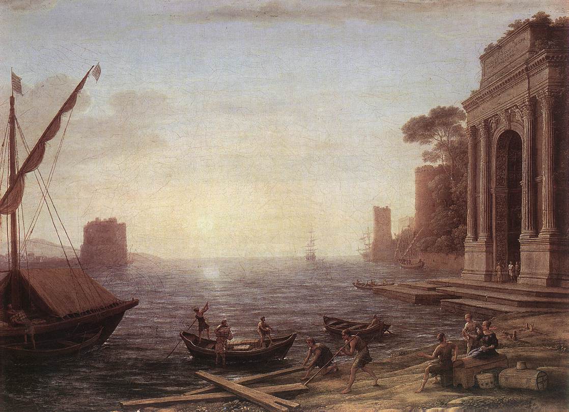 A Seaport at Sunrise by CLAUDE LORRAIN