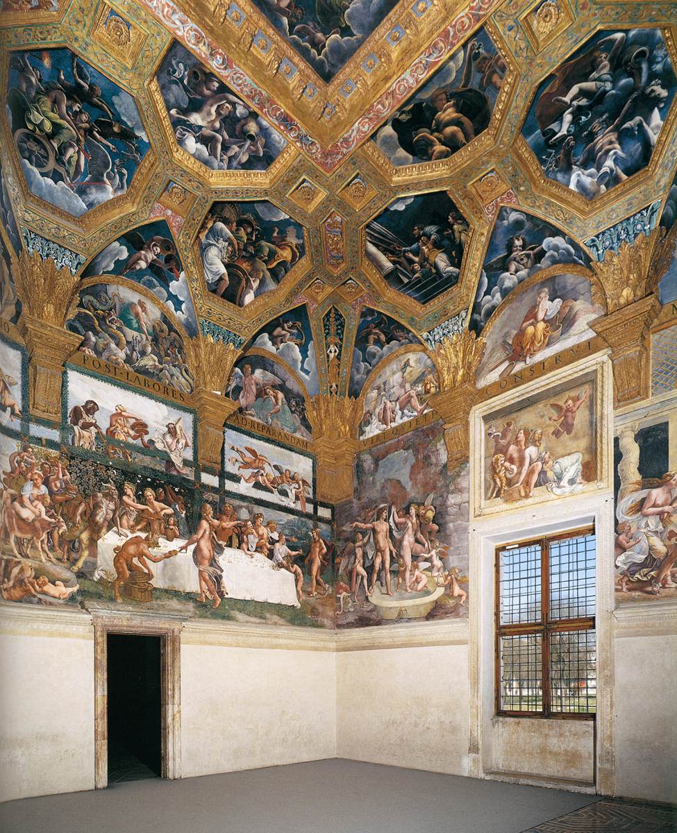 View of the Sala di Psiche (west and north walls) by GIULIO ROMANO