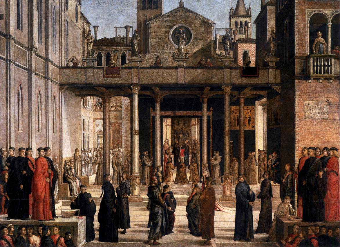 The Relic of the Holy Cross is offered to the Scuola Grande di San Giovanni Evangelista by BASTIANI, Lazzaro