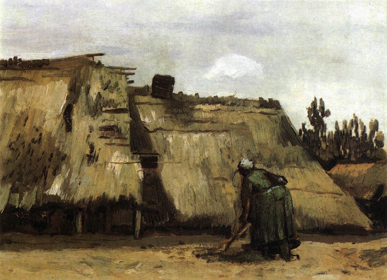 Cottage with Woman Digging by GOGH, Vincent van