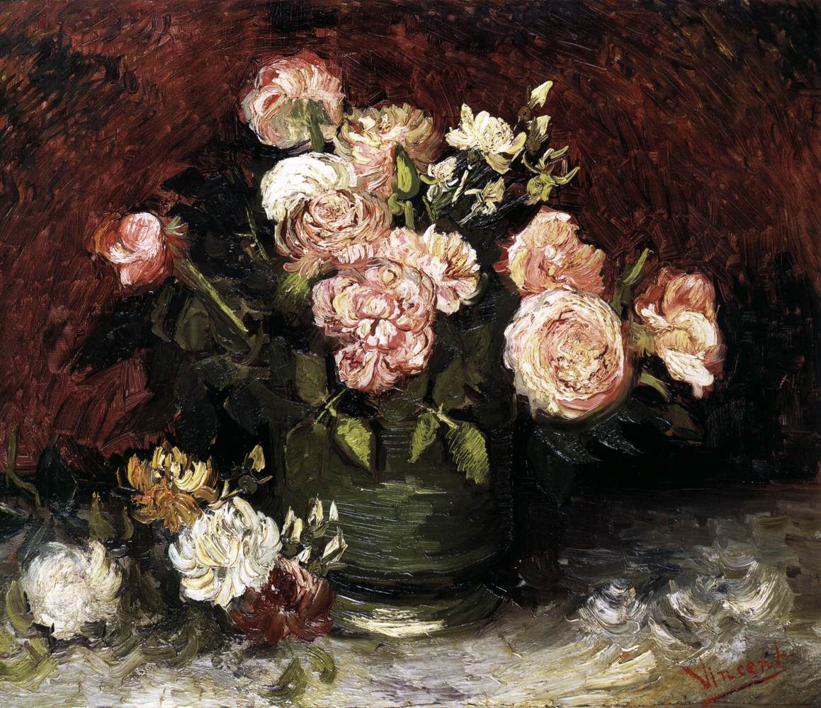 Bowl with Peonies and Roses by GOGH, Vincent van