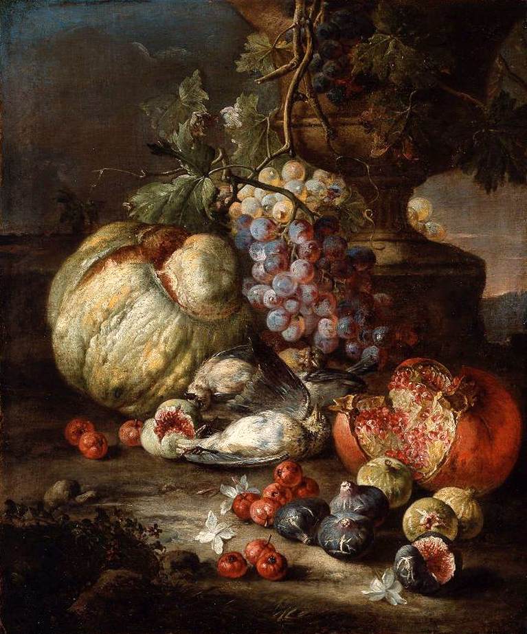 Still-Life with Fruit and Dead Birds in a Landscape by RUOPPOLO, Giovanni Battista