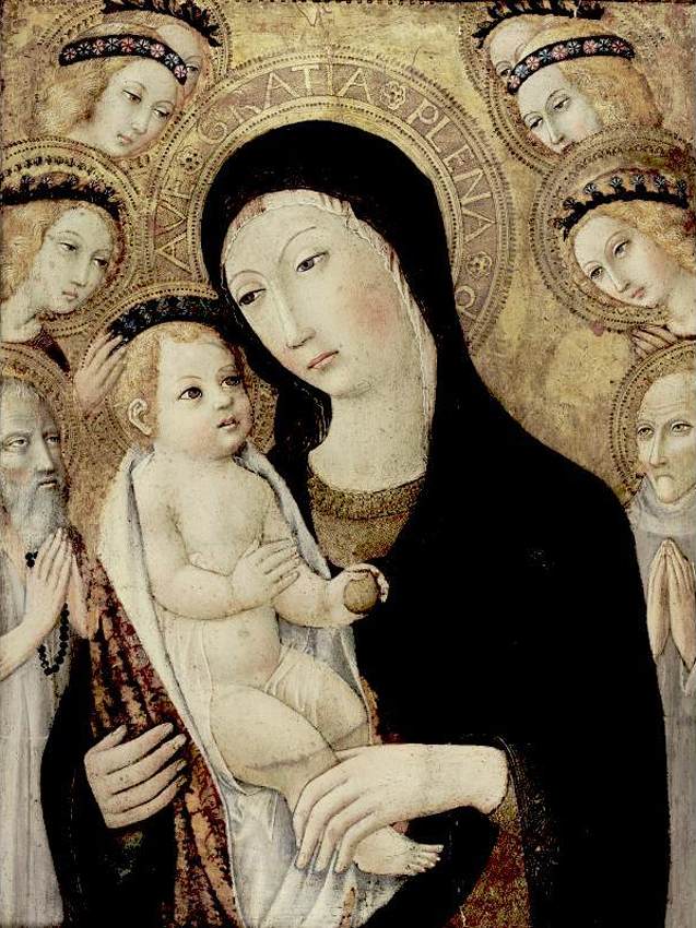 Madonna and Child with Sts Anthony Abbott and Bernardino of Siena by SANO di Pietro