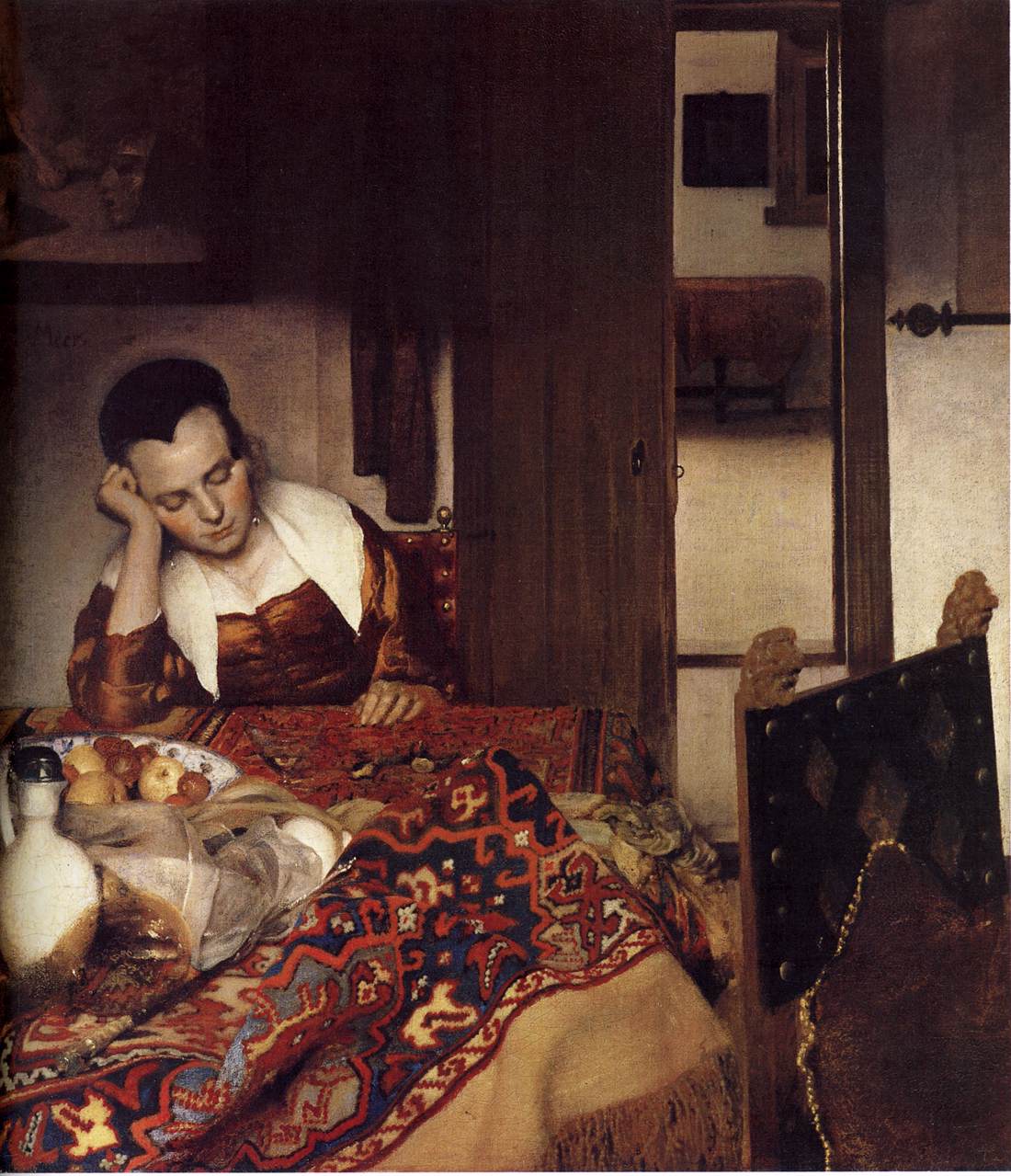 A Woman Asleep at Table by VERMEER, Johannes