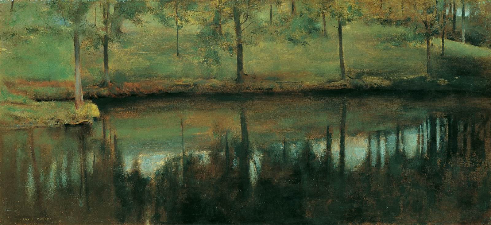 Still water (The Menil pond) by KHNOPFF, Fernand