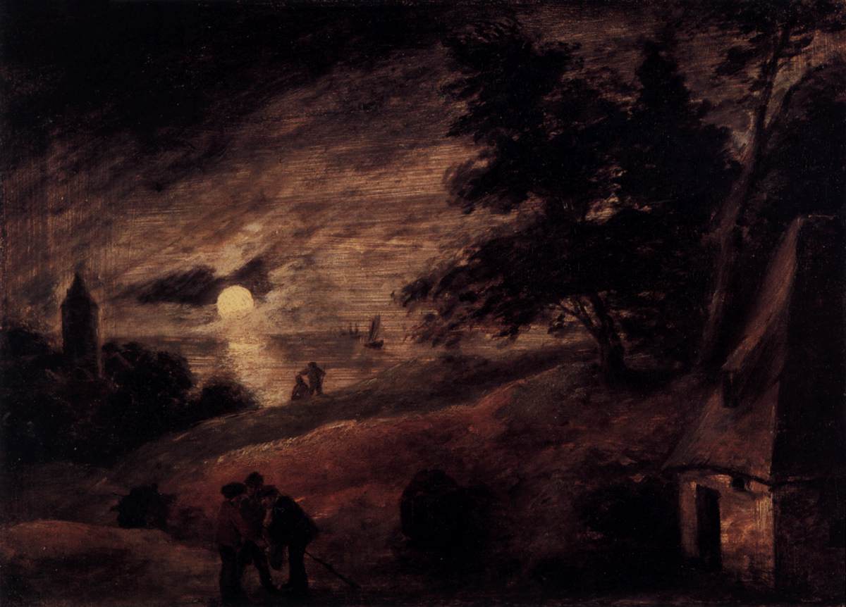 Dune Landscape by Moonlight by BROUWER, Adriaen