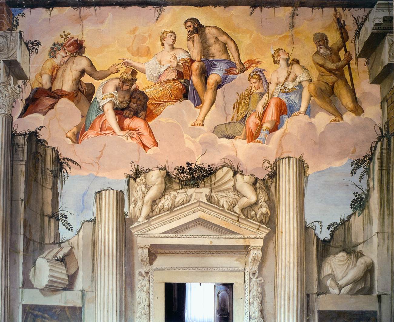 Frescoes in the Hall of Olympus (detail) by ZELOTTI, Giovanni Battista