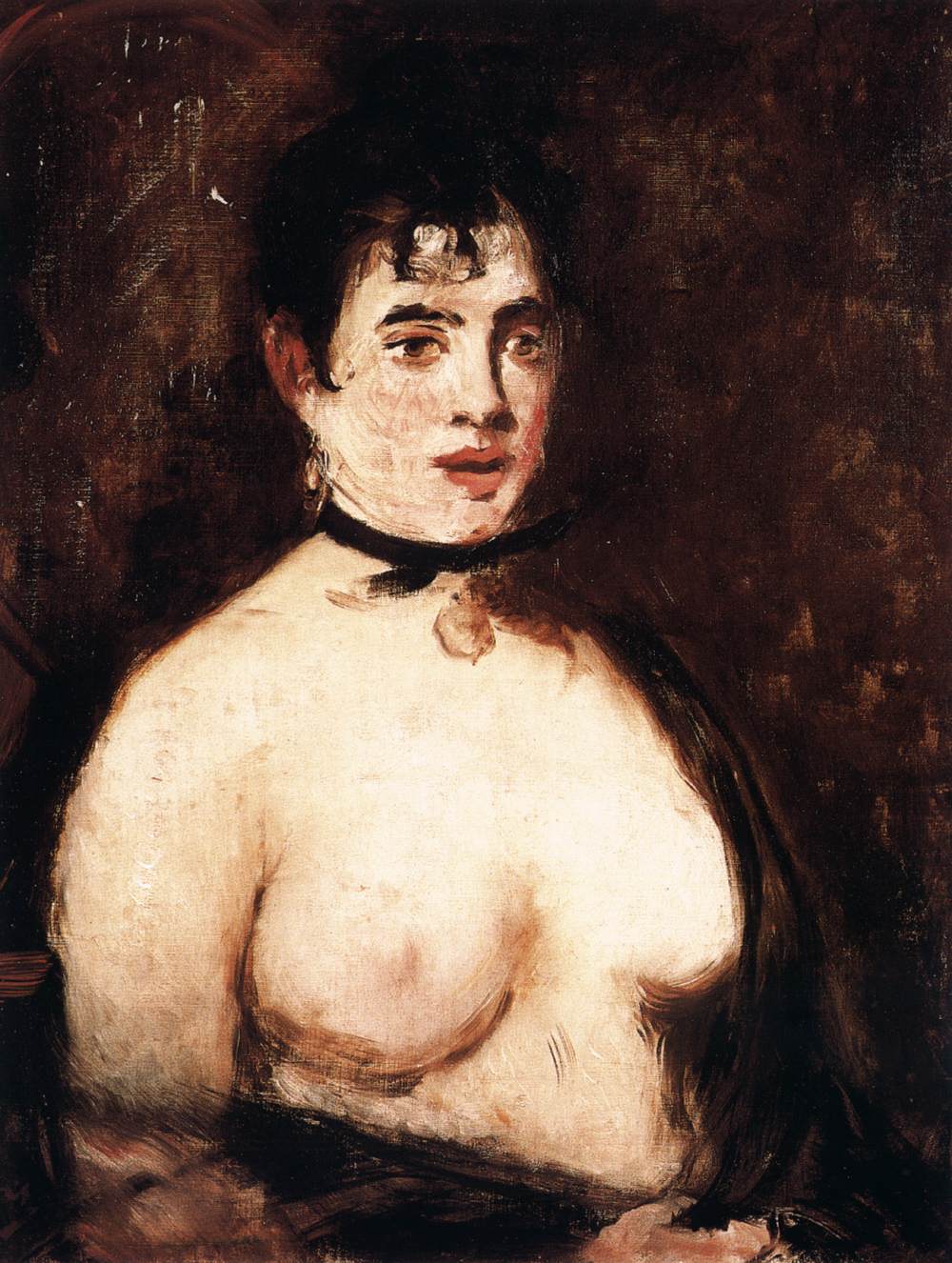 Brunette with Bare Breasts by MANET, Edouard