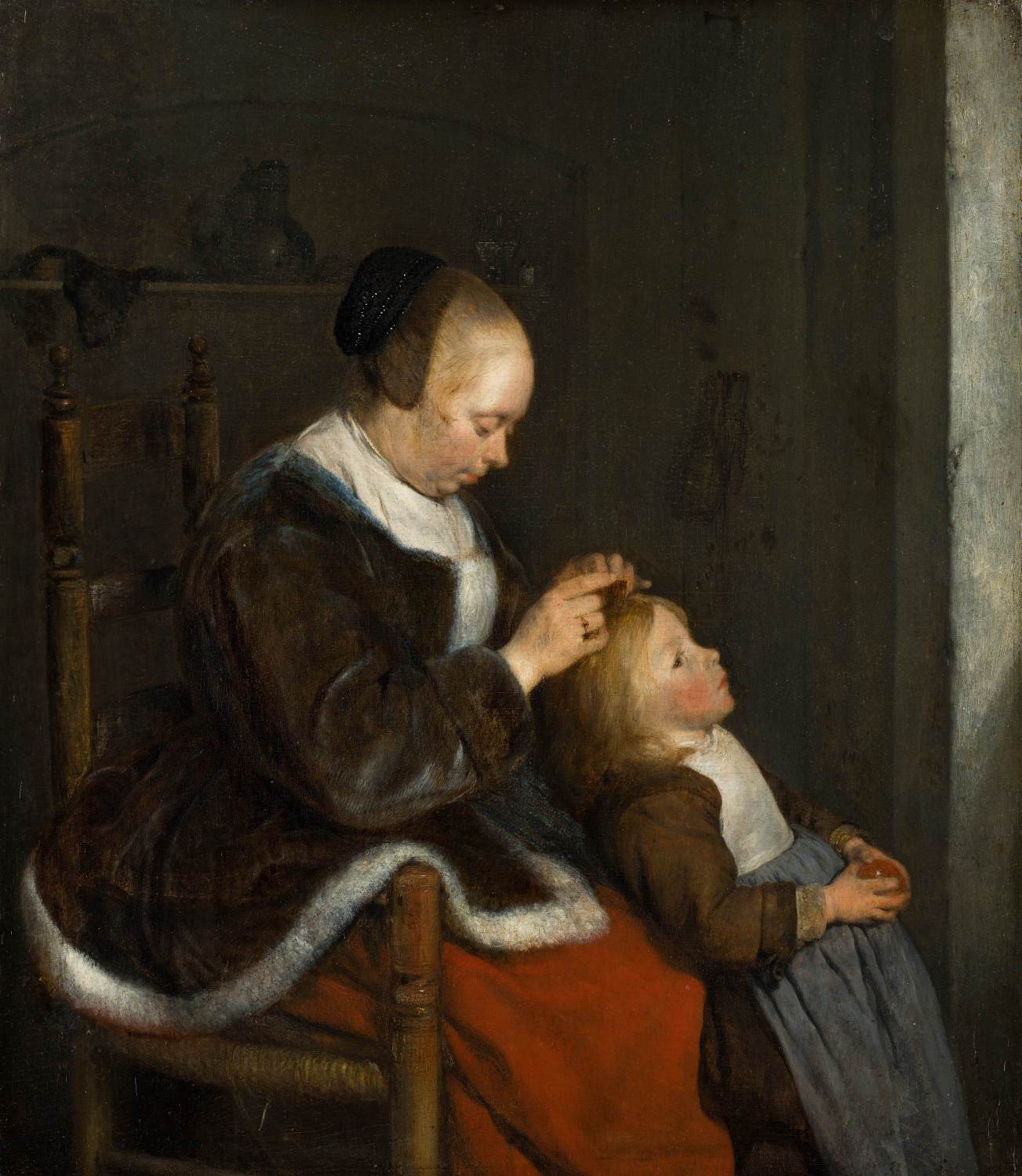 Mother Combing the Hair of Her Child by TERBORCH, Gerard