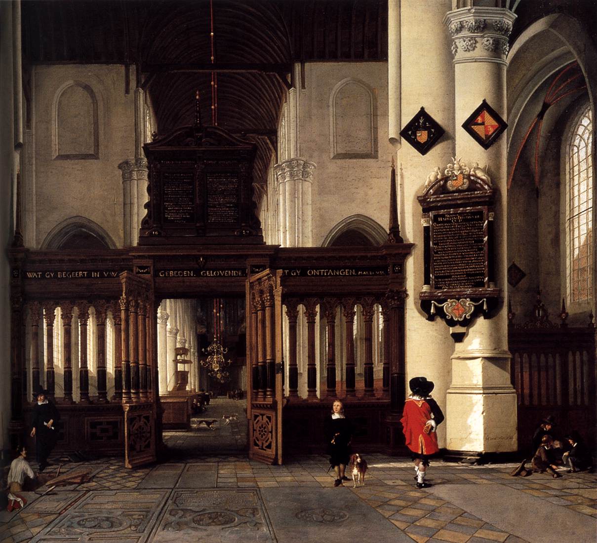 Interior of the Nieuwe Kerk, Delft, with the Memorial Tablet of Adriaen Teding van Berkhout by VLIET, Hendrick Cornelisz. Van