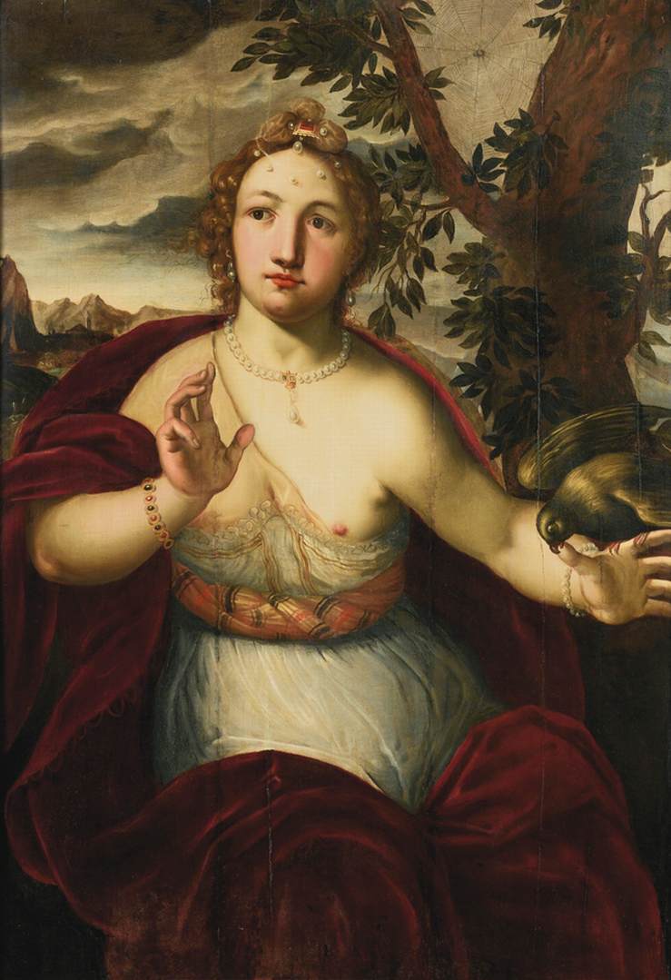 A Lady Bitten by a Parrot by VEEN, Otto van