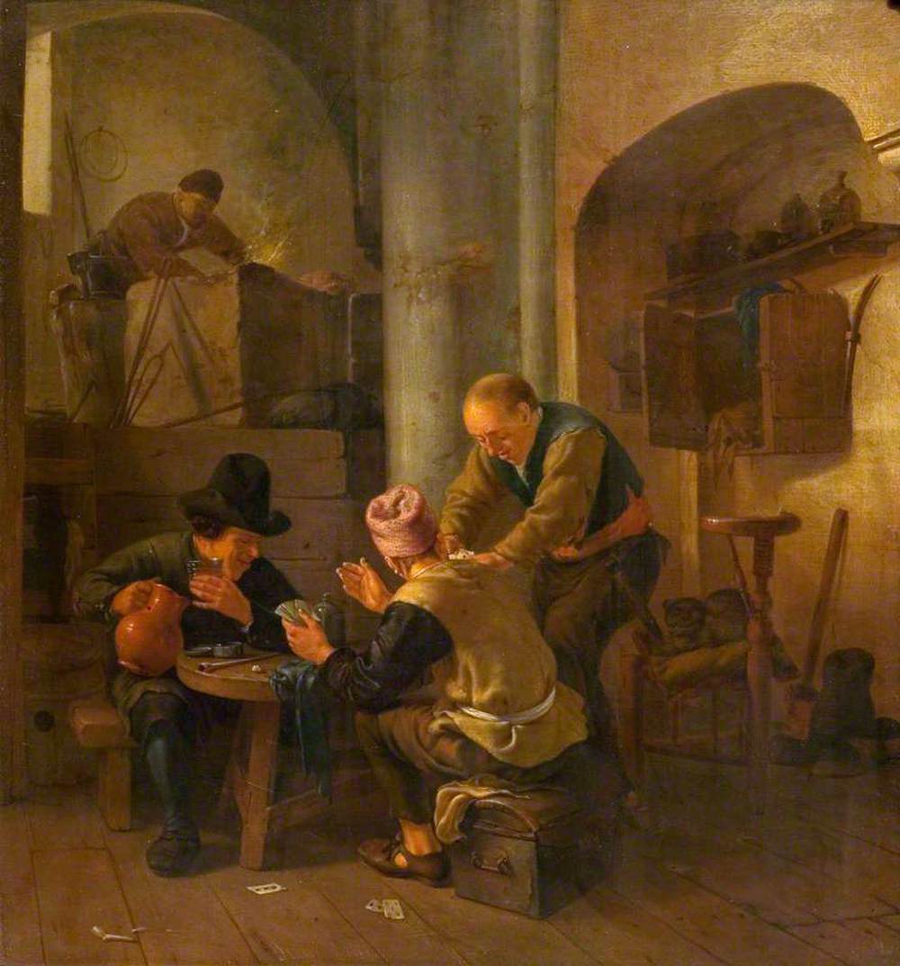 An Interior with Card Players and a Blacksmith by