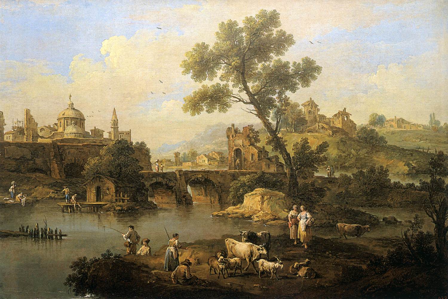 Landscape with River and Bridge by ZAIS, Giuseppe