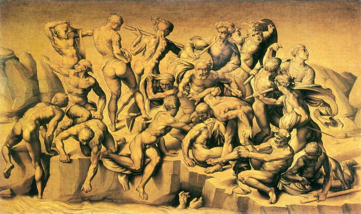 Battle of Cascina (central section) by MICHELANGELO Buonarroti