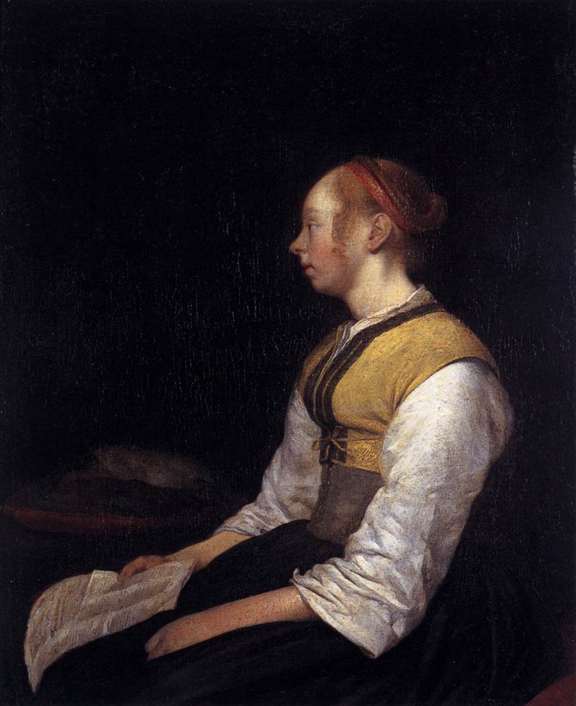 Seated Girl in Peasant Costume by TERBORCH, Gerard