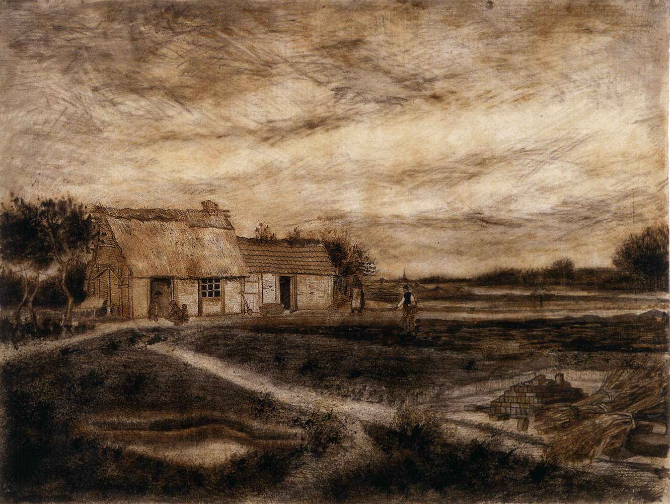 "A Cottage on the Heath and "The Protestant Barn" by GOGH, Vincent van