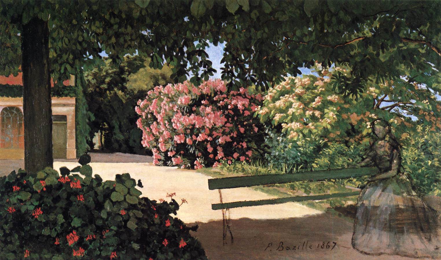 The Terrace at Méric (Oleander) by BAZILLE, Jean-Frédéric