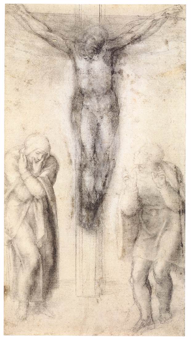 Christ on the Cross with the Virgin and St John by MICHELANGELO Buonarroti