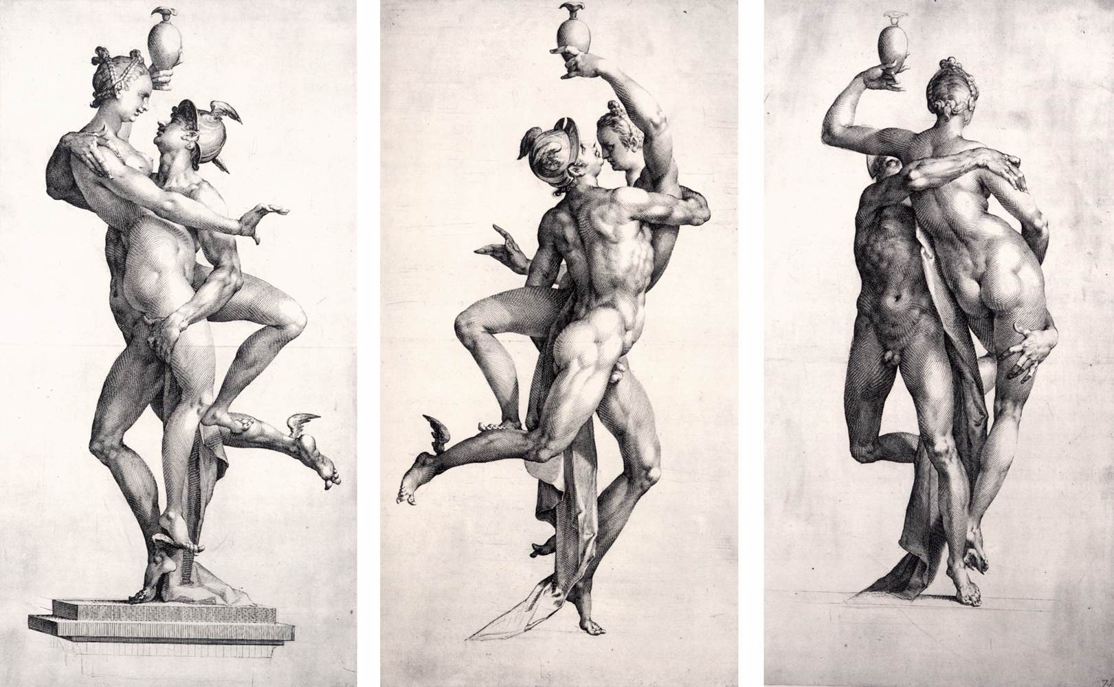 Mercury and Psyche, viewed from three sides by