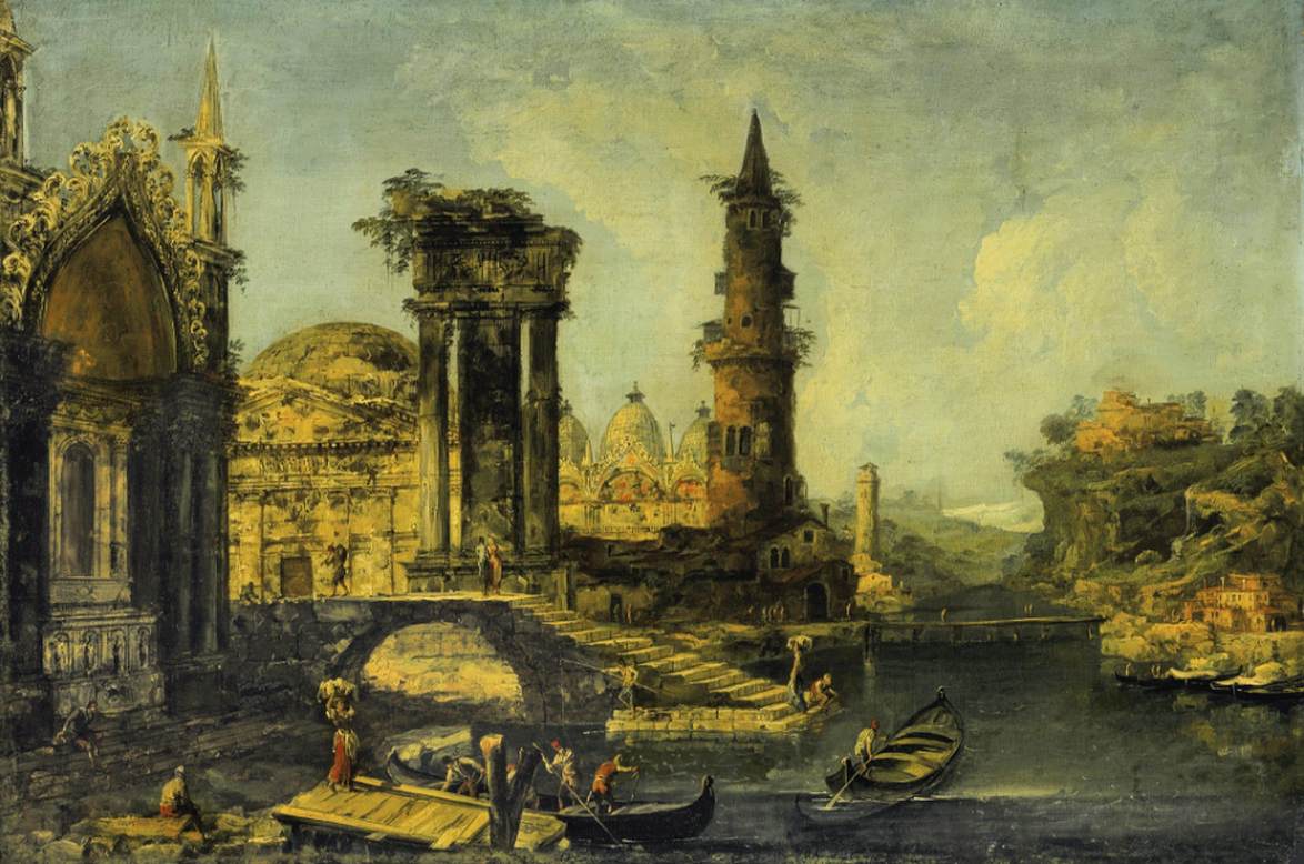 Capriccio of a Riverside Town by MARIESCHI, Michele