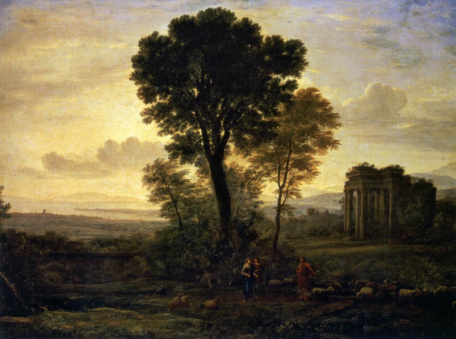 Landscape with Jacob and Rachel at the Well (Morning) by CLAUDE LORRAIN