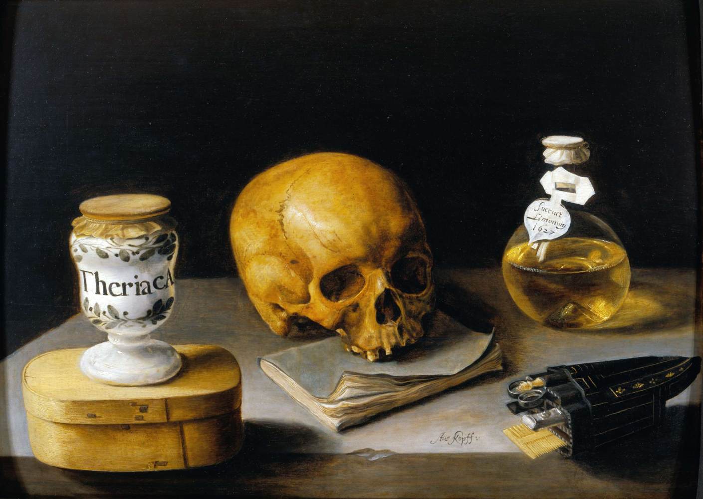 Vanitas with a Vase of Theriac by STOSKOPFF, Sébastien