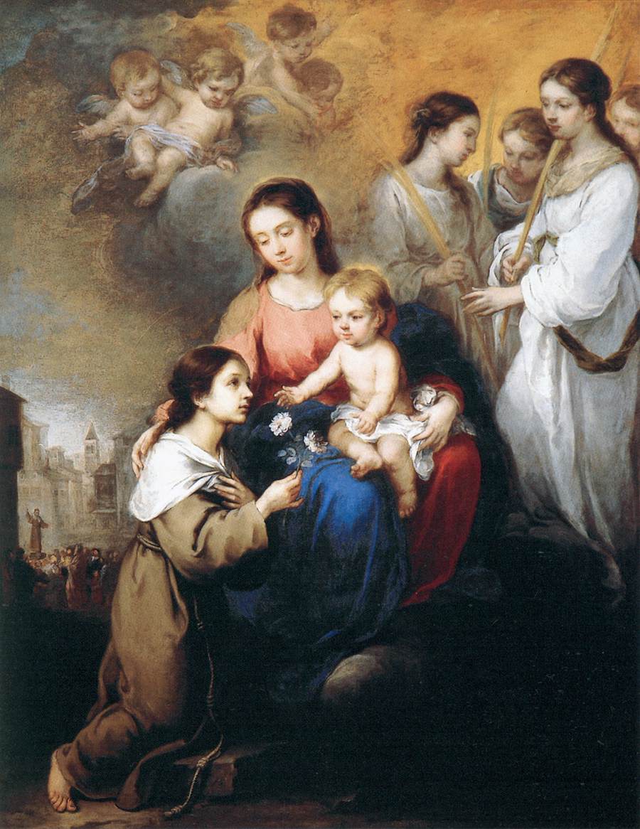 Virgin and Child with St Rosalina of Palermo by MURILLO, Bartolomé Esteban