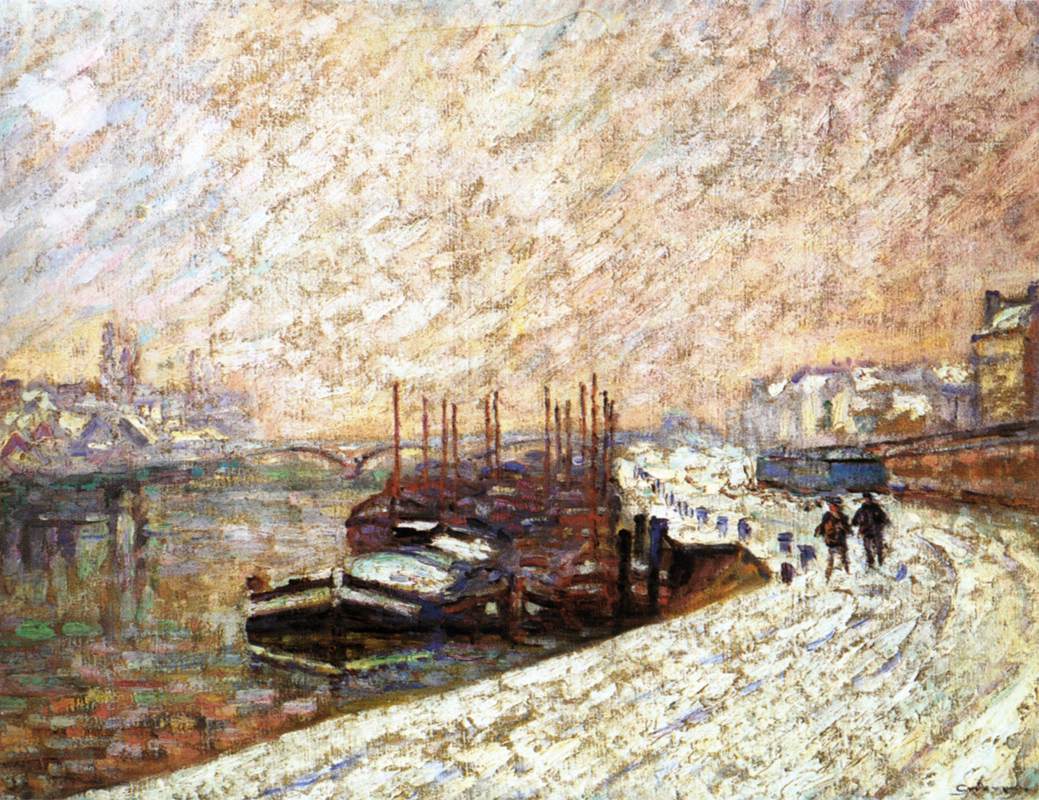 Barges in the Snow by GUILLAUMIN, Armand