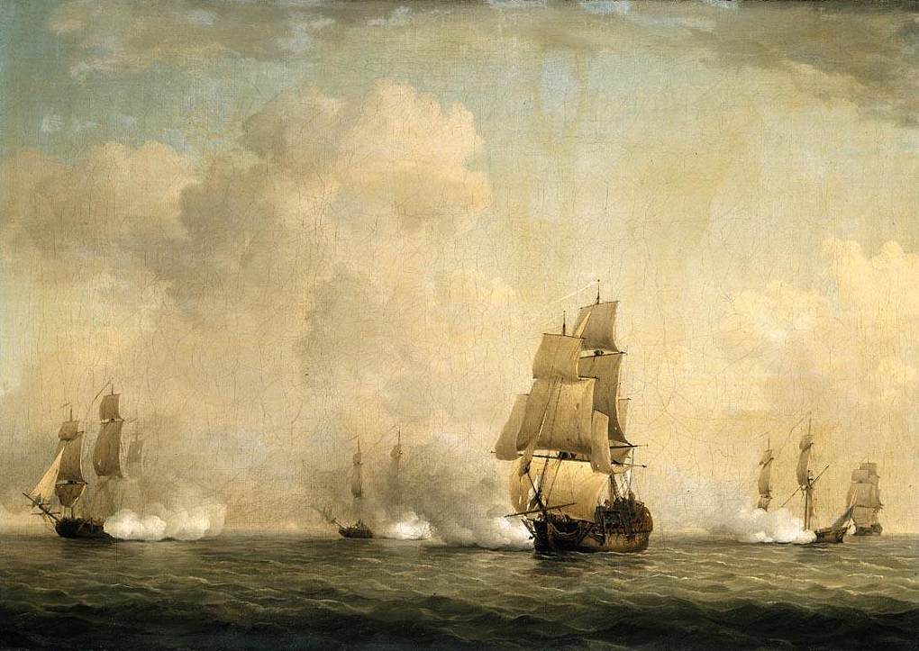 The Capture of a French Ship by Royal Family Privateers by BROOKING, Charles