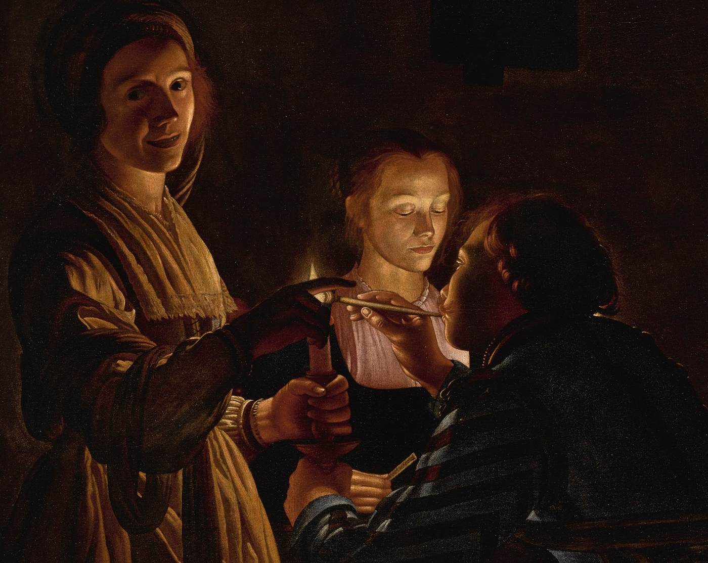 Card Players by Candlelight (detail) by COSTER, Adam de