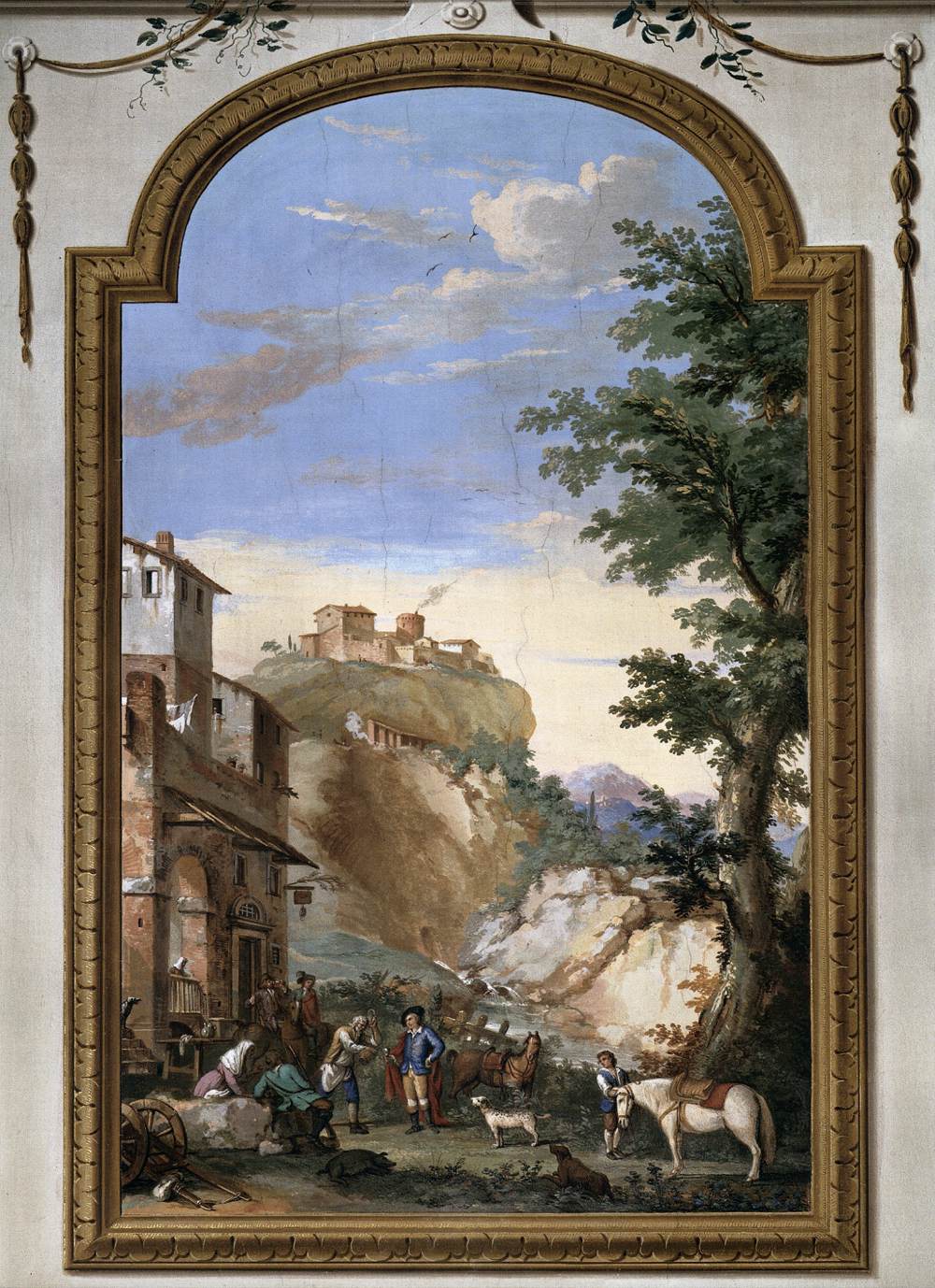 Wall painting: Nobleman in Front of a Tavern by TERRENI, Giuseppe Maria