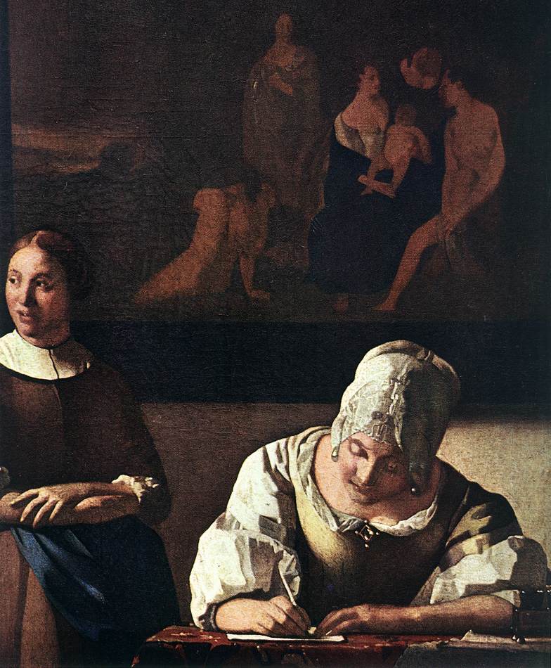 Lady Writing a Letter with Her Maid (detail) by VERMEER, Johannes