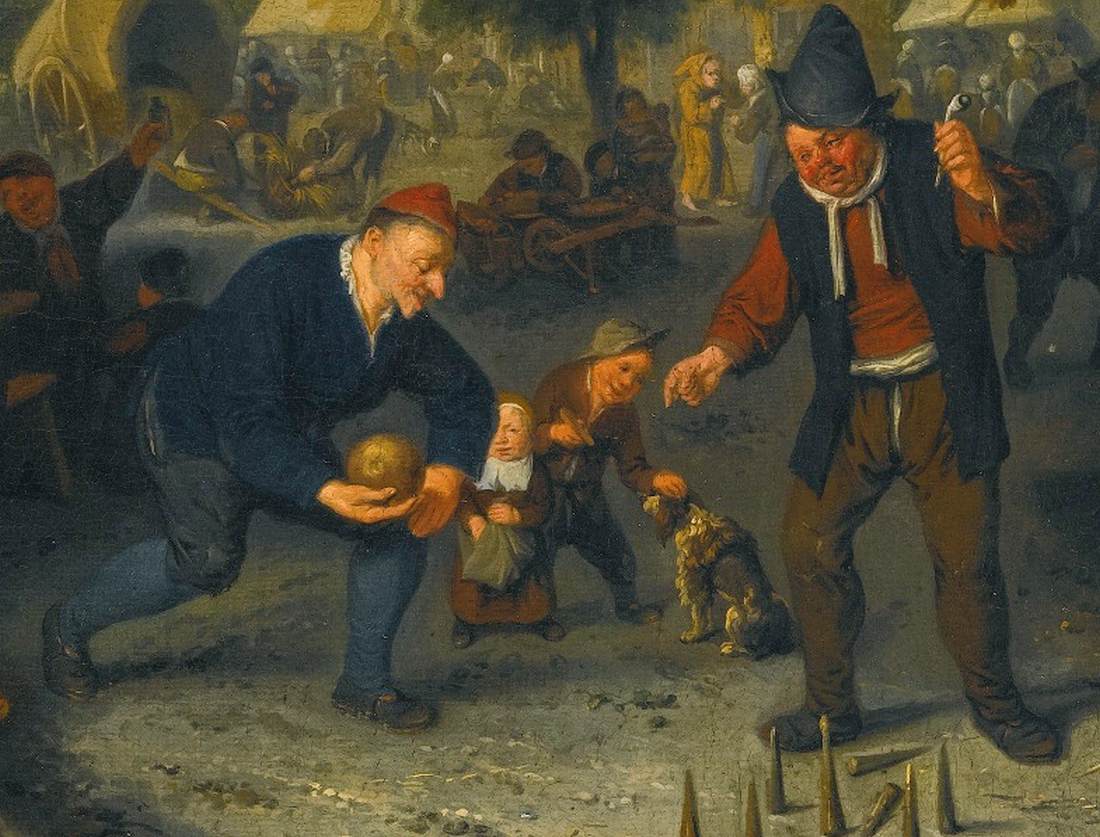 Peasants Playing Skittles before an Inn (detail) by DUSART, Cornelis