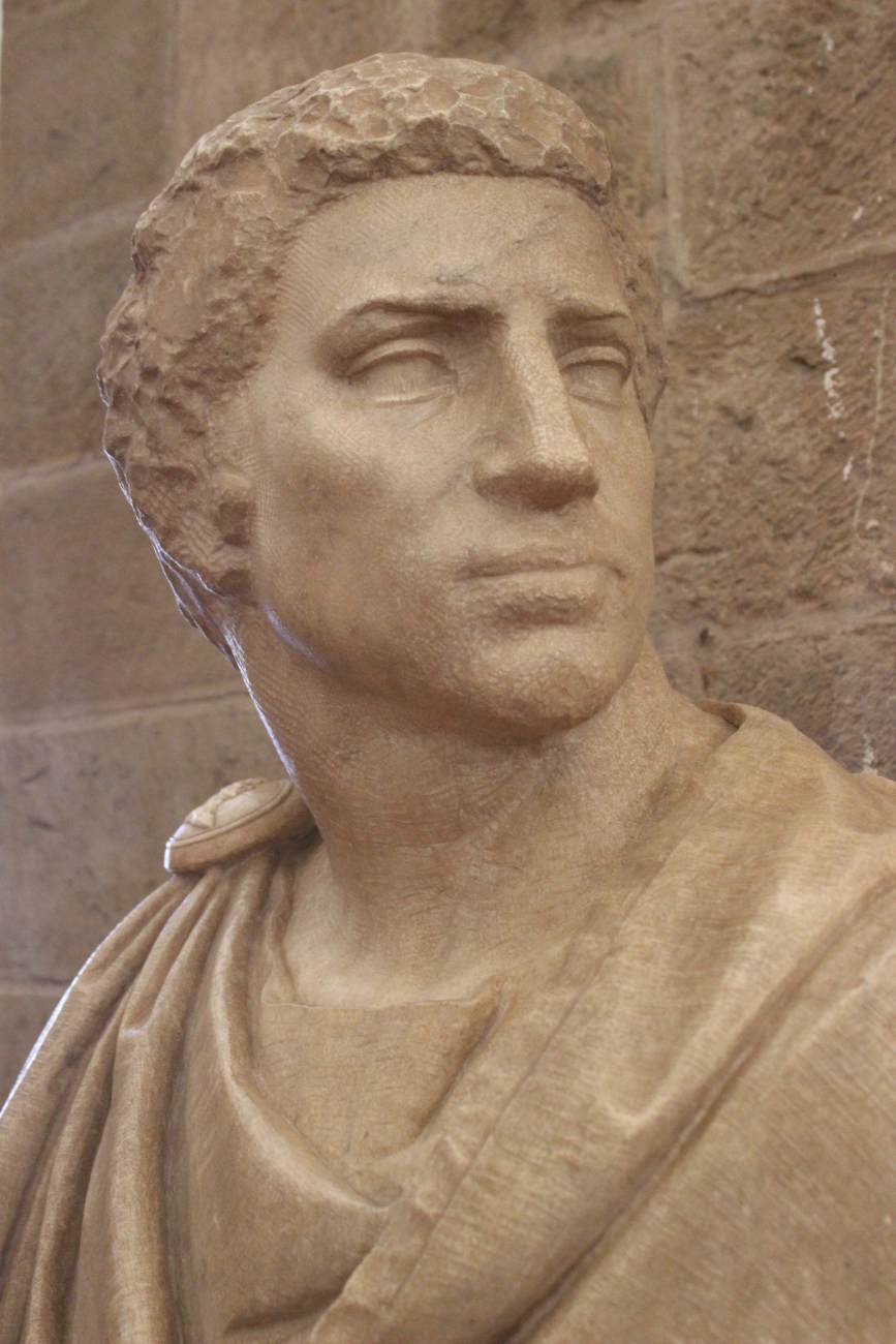 Brutus (detail) by MICHELANGELO Buonarroti