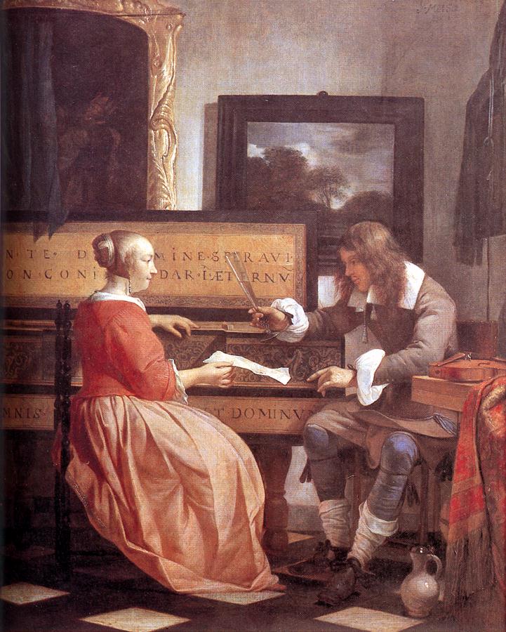 Man and Woman Sitting at the Virginal by METSU, Gabriel